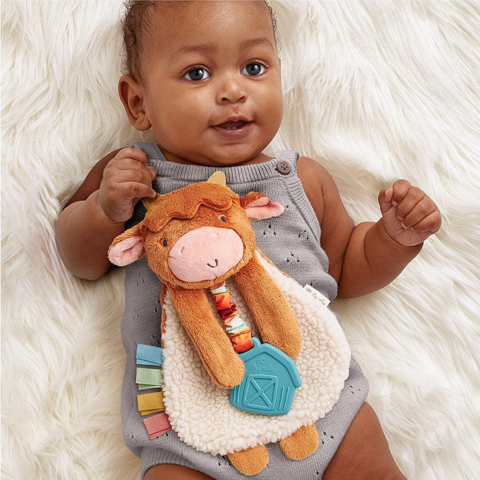 Itzy Ritzy - Lovey Plush & Teether Toy - Highland Cow-Lovey + Security Blankets-Posh Baby