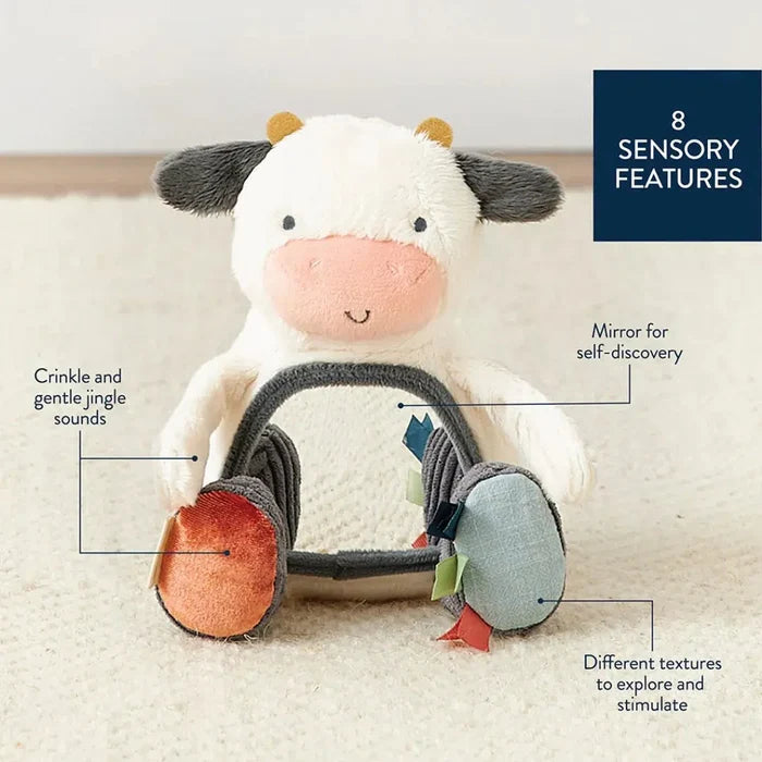 Itzy Ritzy - Sensory Tummy Time Mirror - Carmen the Cow-Attachable Toys-Posh Baby
