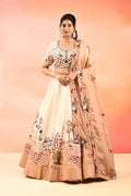 Ivory And Multi Colour Nature Inspirde Floral Embroidery Lehenga