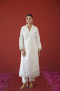 Ivory Chikankari Collar Kurti