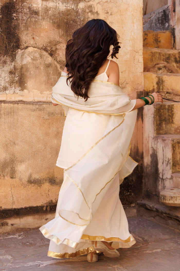 Ivory Crepe Kurta Set