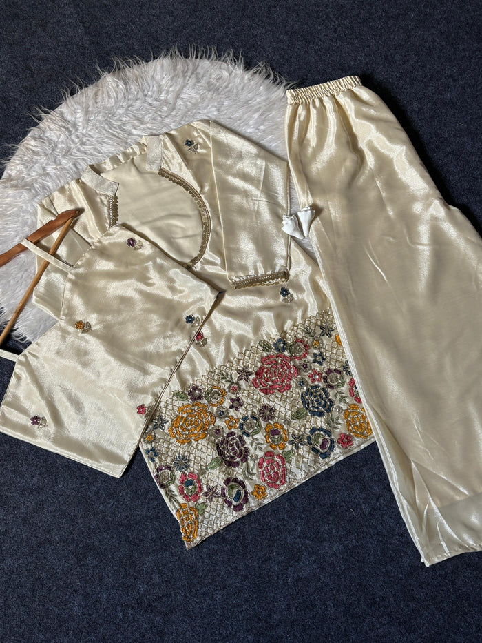 Ivory Floral Embroidered Salwar Set