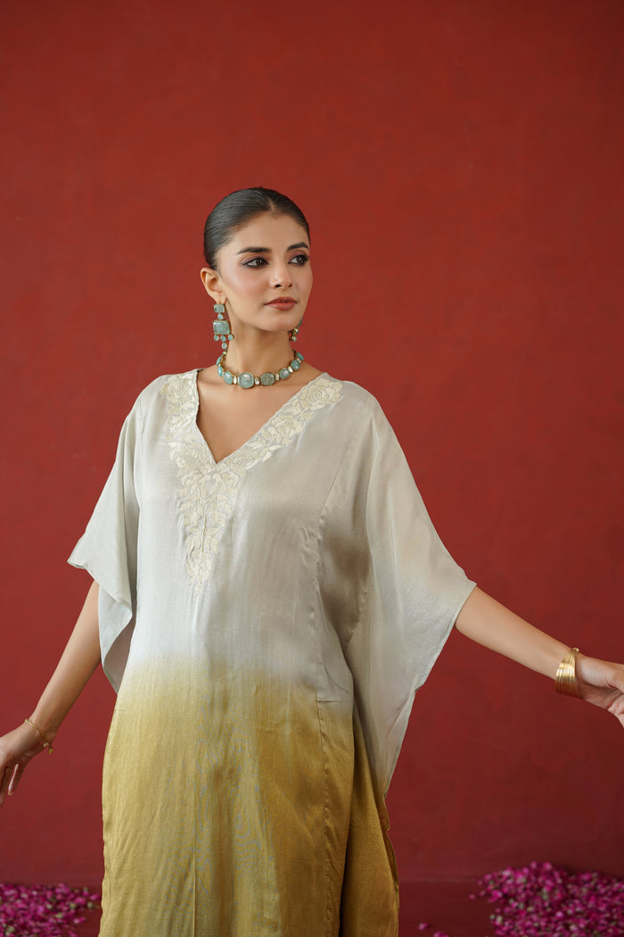 Ivory Gold Ombre Kaftan Kurti