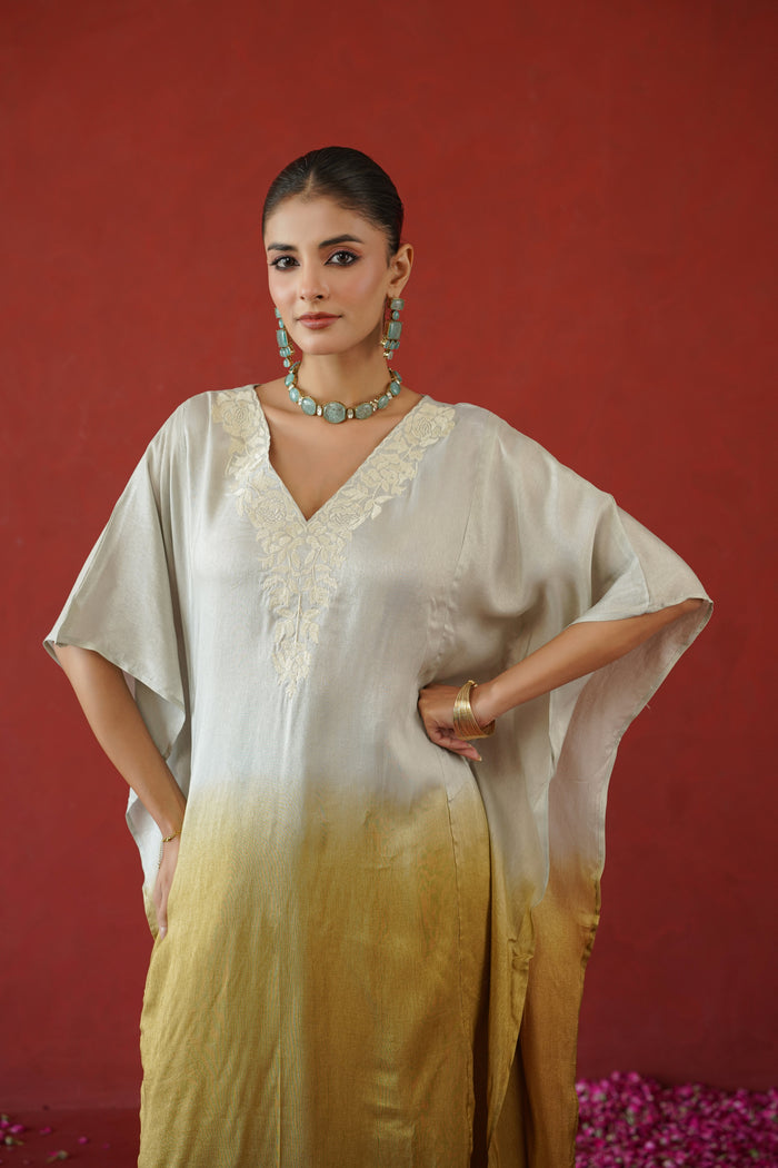 Ivory Gold Ombre Kaftan Kurti