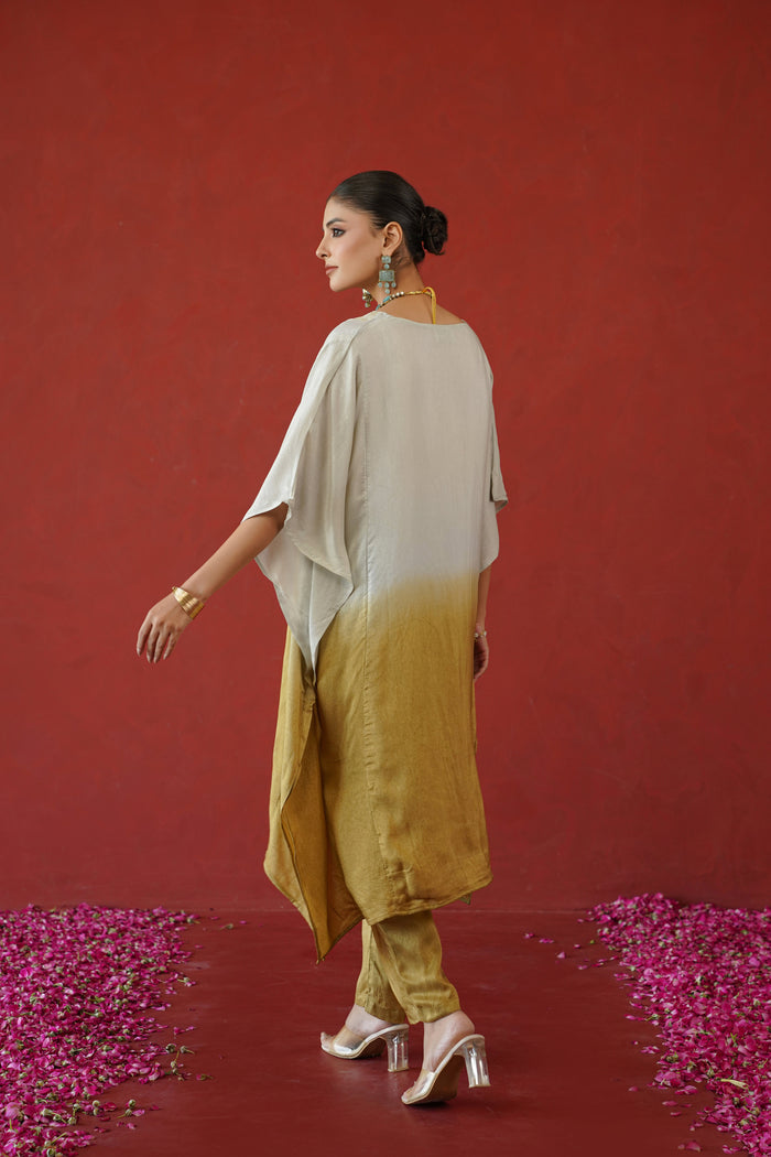 Ivory Gold Ombre Kaftan Kurti