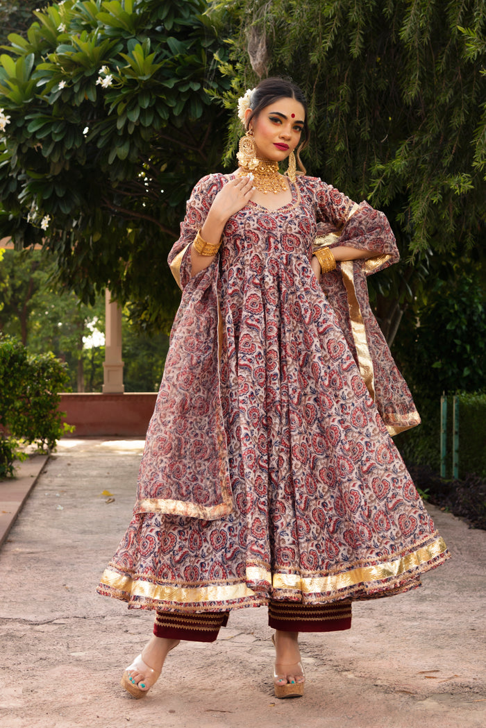 Ivory Kalamkari Anarkali Set