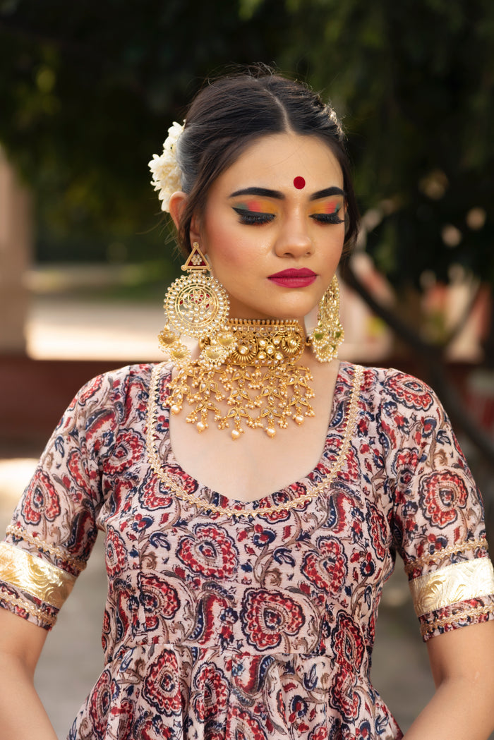 Ivory Kalamkari Anarkali Set