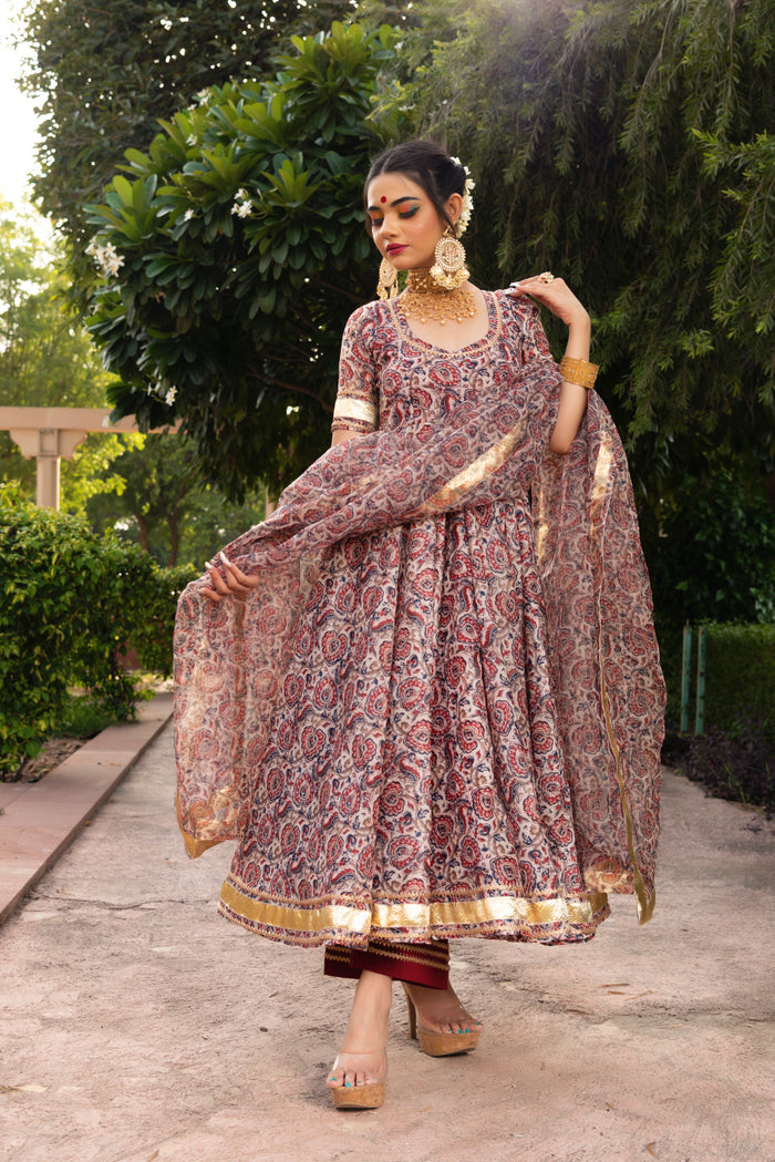 Ivory Kalamkari Anarkali Set