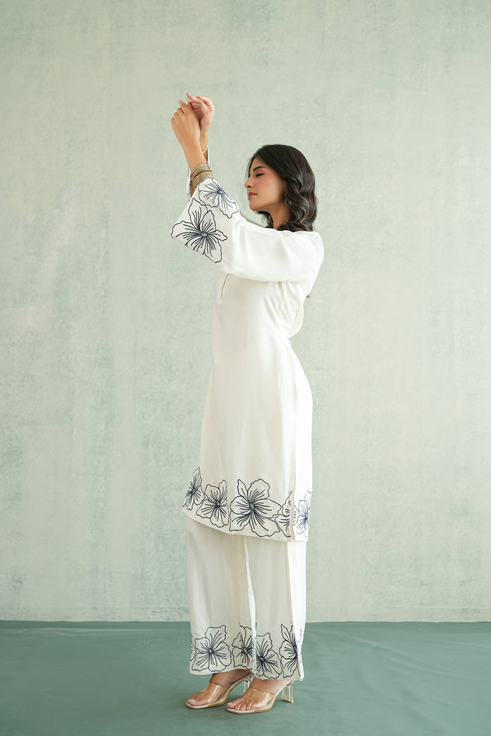 Ivory Navy Floral Kurti