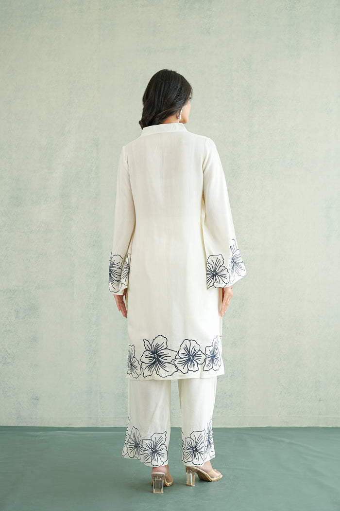 Ivory Navy Floral Kurti