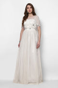 Ivory Net Gown With Sheer Beaded Vine Embroidered Bodice