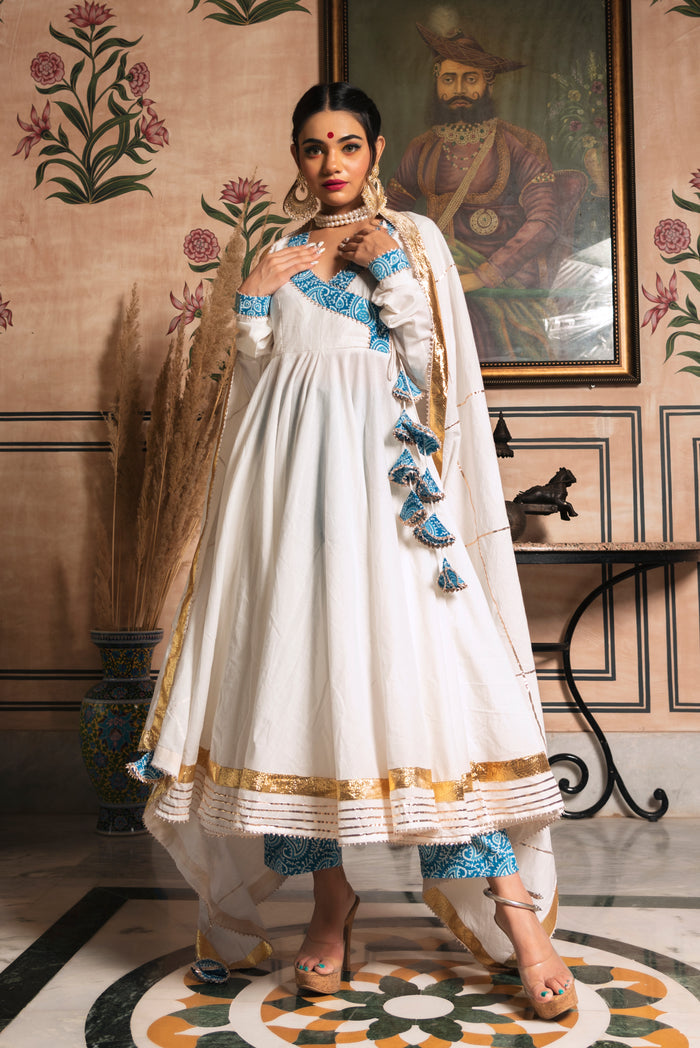Ivory Paisley Wrap Anarkali Set