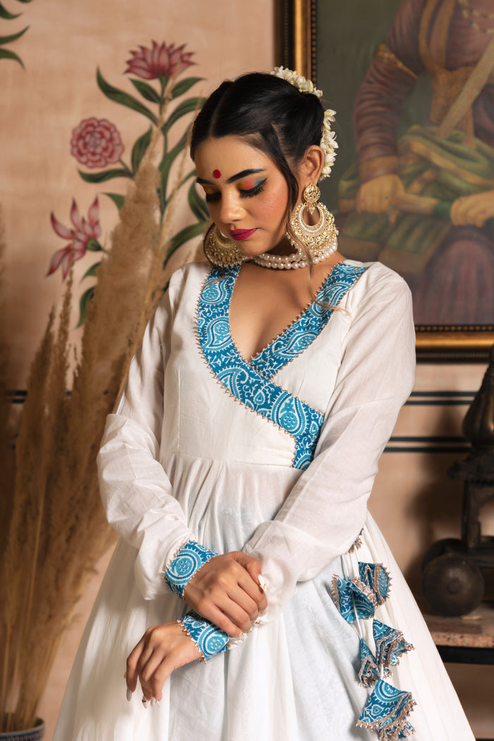 Ivory Paisley Wrap Anarkali Set