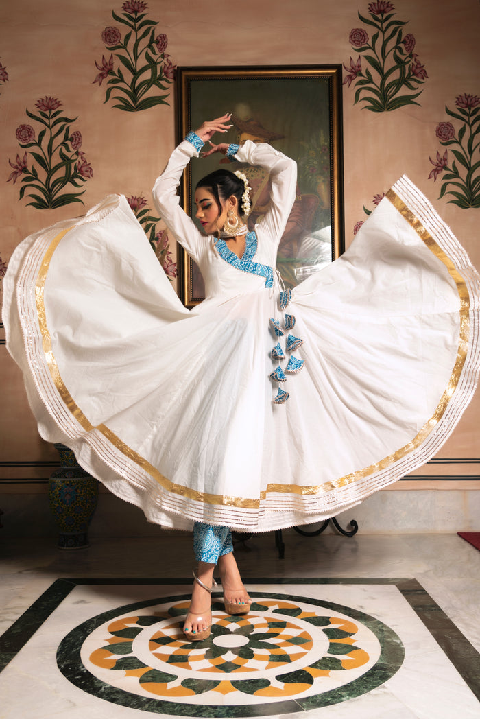 Ivory Paisley Wrap Anarkali Set