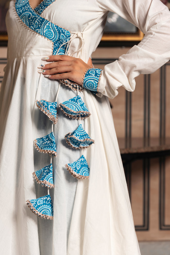 Ivory Paisley Wrap Anarkali Set