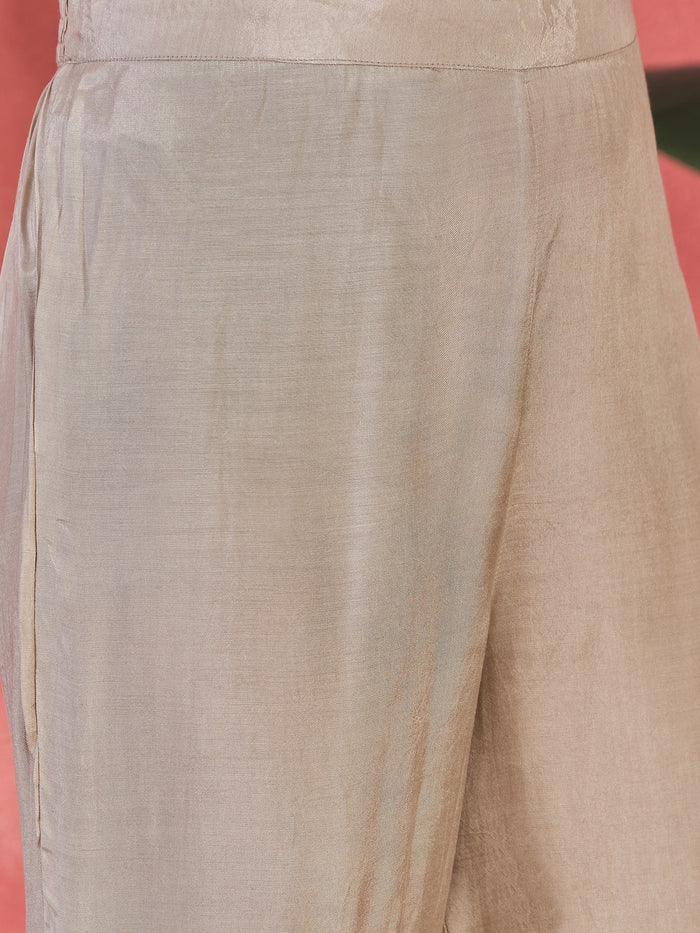 Ivory Pink Floral Print Organza Kurti With Pink Dupatta