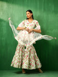 Ivory Rose Printed Blended Fabric Sharara Set With Pastel Dupatta