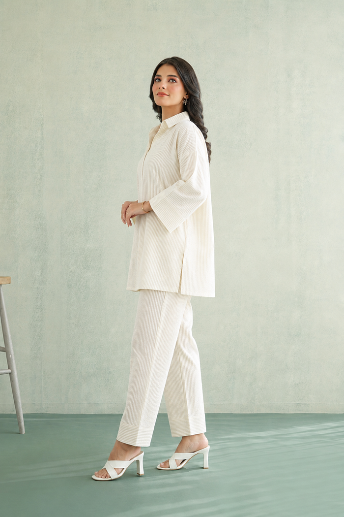 Ivory Stripe Collar Co-Ord Set