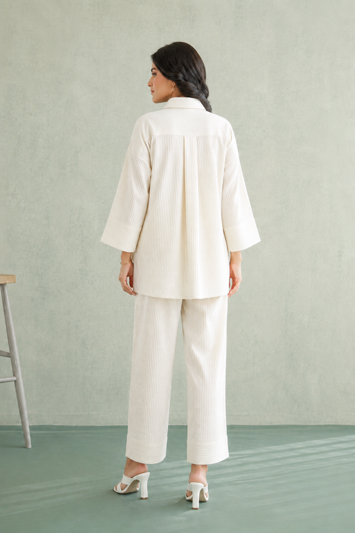 Ivory Stripe Collar Co-Ord Set