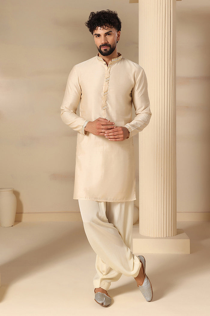 Ivory Tone-On-Tone Kurta Set
