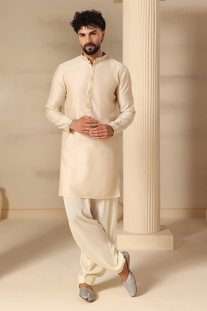 Ivory Tone-On-Tone Kurta Set