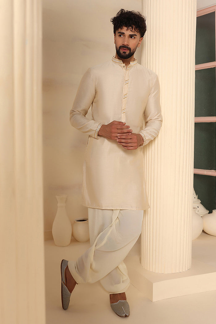 Ivory Tone-On-Tone Kurta Set