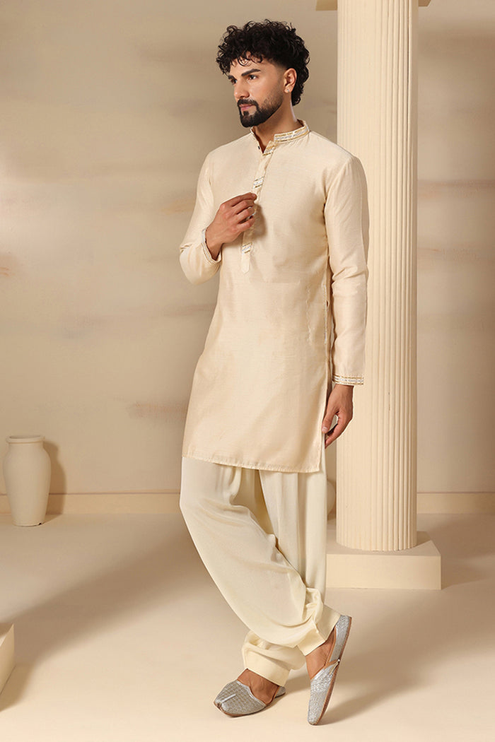 Ivory Tone-On-Tone Kurta Set