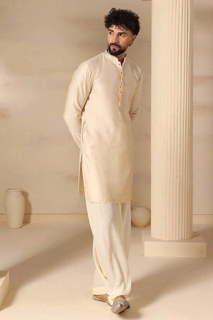 Ivory Tone-On-Tone Kurta Set