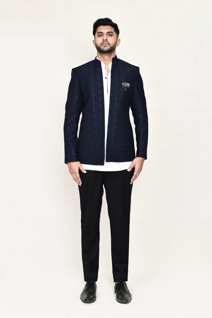 Jacquard Suit Set With Chikankari Work