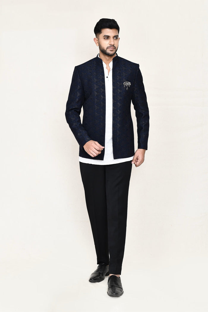Jacquard Suit Set With Chikankari Work
