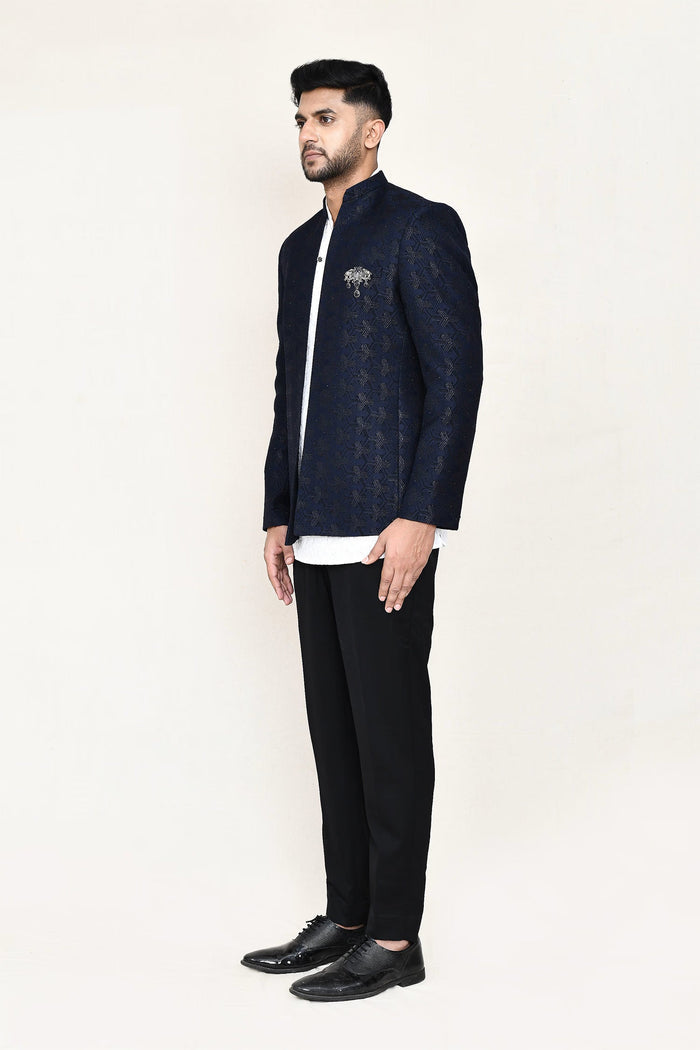 Jacquard Suit Set With Chikankari Work