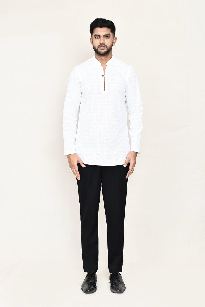 Jacquard Suit Set With Chikankari Work