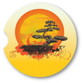 Japanese Bonsai Tree Car Coaster set of 2/  2.5" Acrylic Key Chain - Schoppix Gifts