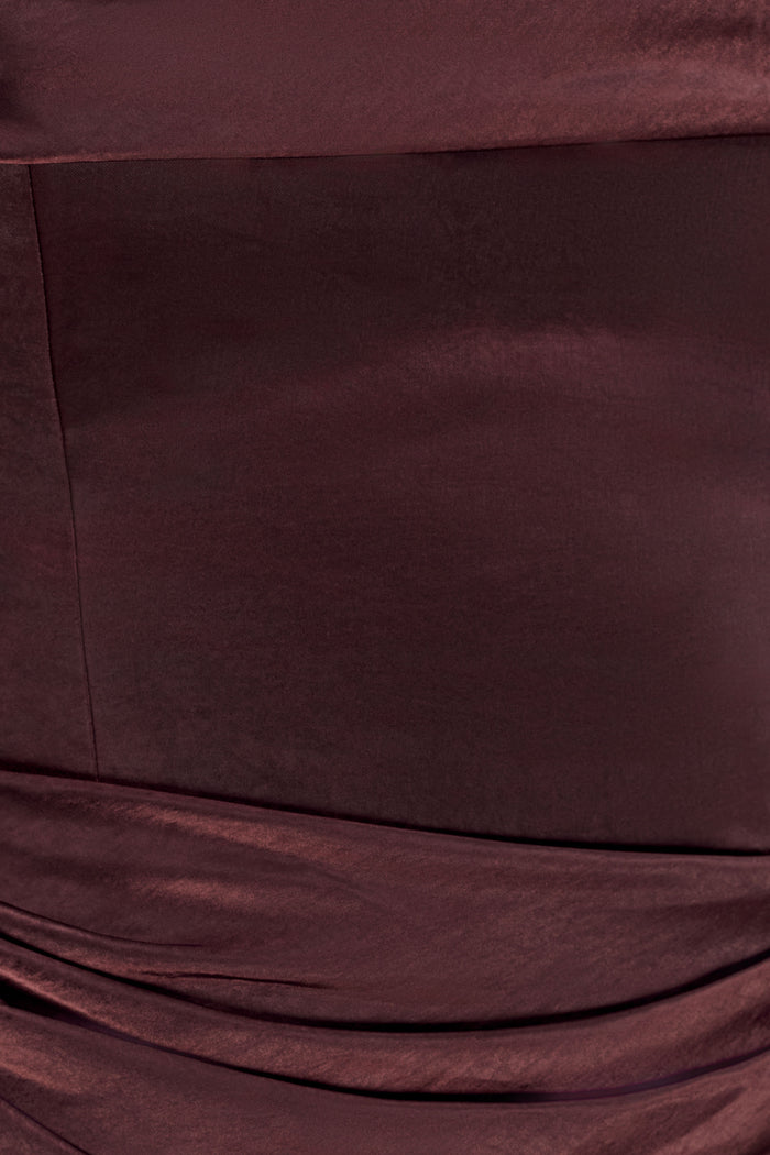 Jasmine Strapless Satin Maxi Dress - Dark Chocolate
