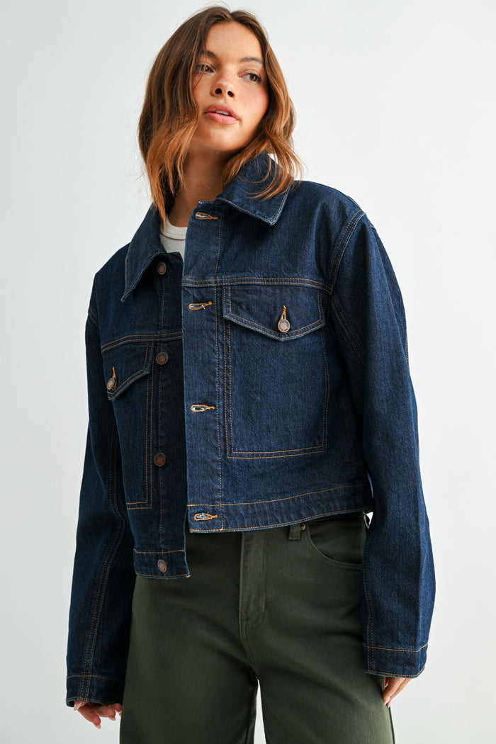 JB Collection Fur Collar Jacket - BA622J - Dark Denim