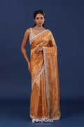Jewel Orange Tissue Saree With Sequin Work