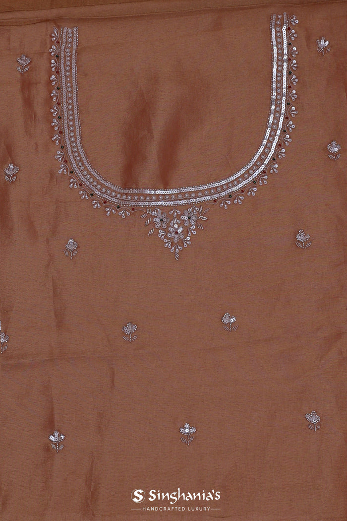 Jewel Orange Tissue Saree With Sequin Work