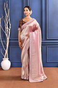 Jewel Soft Pink Tissue Saree With Embroidered Border