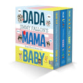 Board book boxed set titled 'Dada, Jimmy Fallon's Mama, Baby' with colorful design on a white background