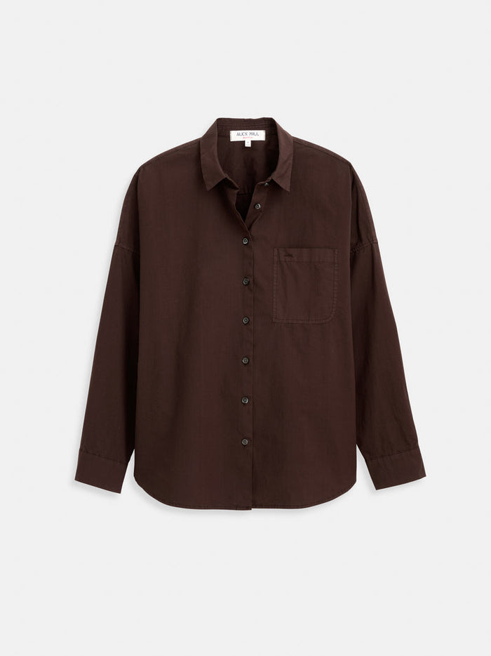 Jo Shirt in Cotton Poplin - Dark Chocolate