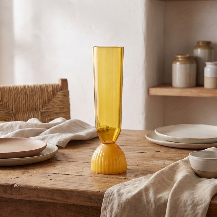 Kairos Champagne Flute, Yellow, styled at home