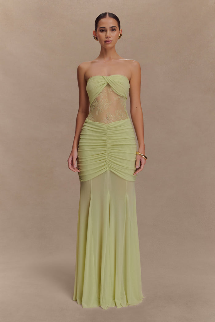 Khadijah Lace And Mesh Maxi Dress - Sage