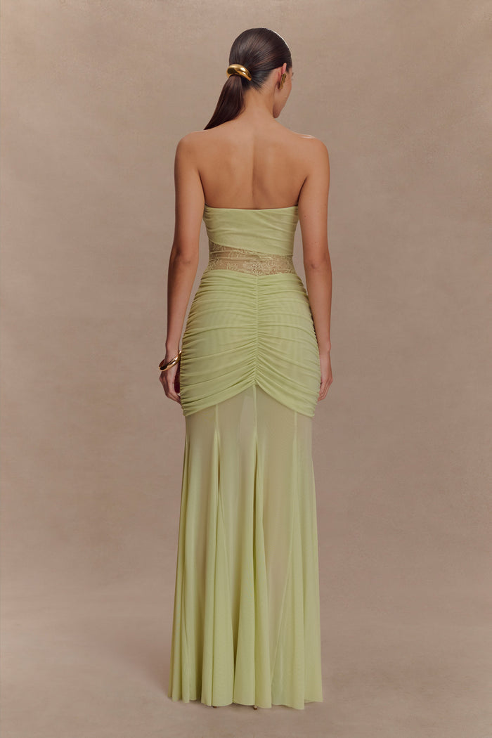 Khadijah Lace And Mesh Maxi Dress - Sage