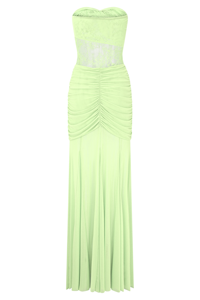 Khadijah Lace And Mesh Maxi Dress - Sage