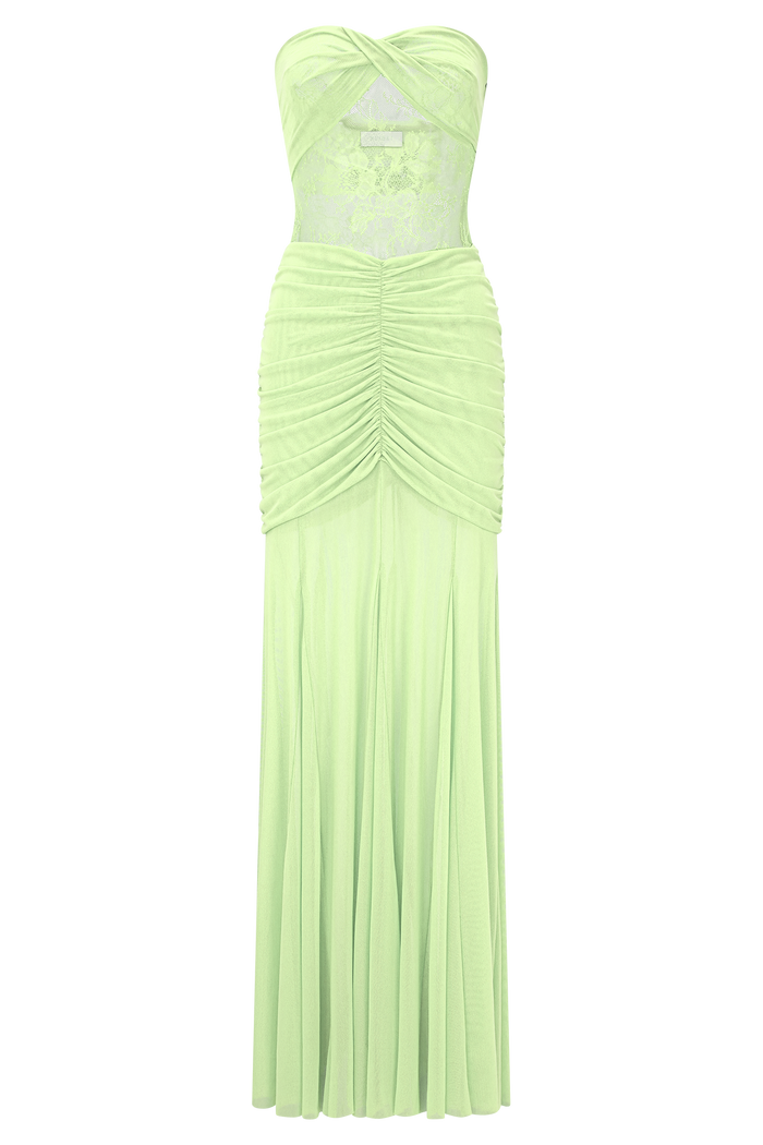 Khadijah Lace And Mesh Maxi Dress - Sage