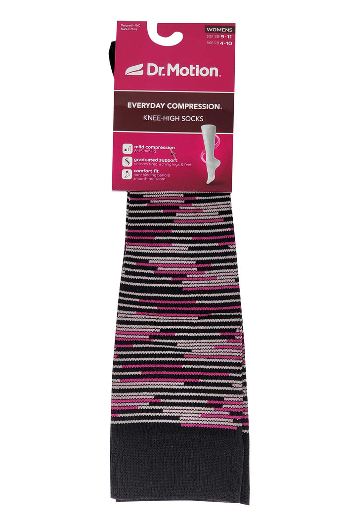 Knee High Compression Socks | Colorful Stripes Design | Women's (1 Pair)