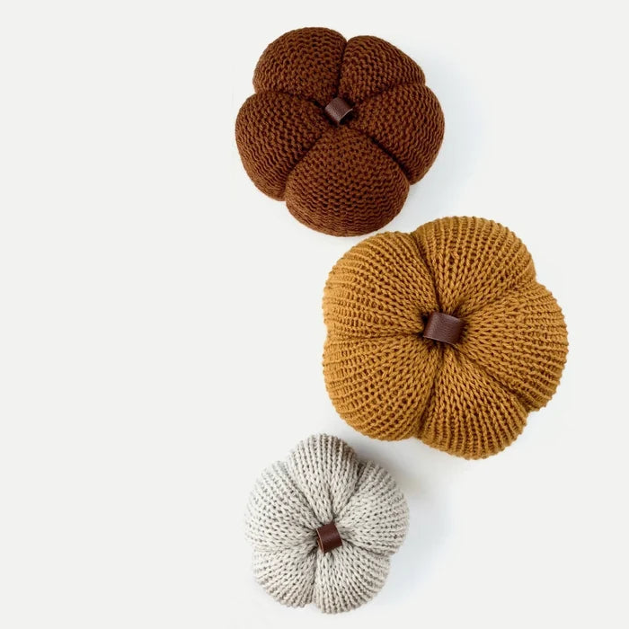 Knit Autumn Pumpkin with Leather Stem