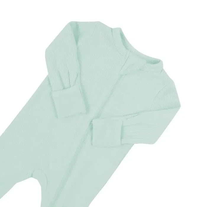 Kyte Baby - Ribbed Zipper Romper - Sage-Footies + Rompers (Basic)-Newborn-Posh Baby