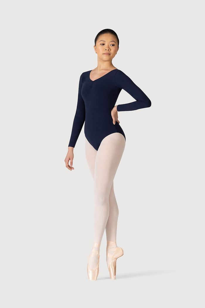 L0459 - Bloch Parla Gathered Long Sleeve Womens Leotard