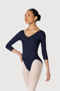L3839LI - Bloch Microlux™ Nona Gathered Front & Back Womens ¾ Sleeve Leotard